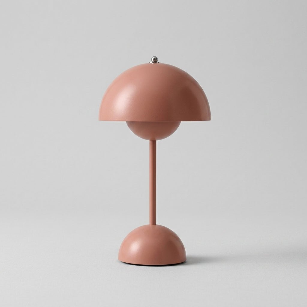 Retro Table Lamp with Mushroom-shaped Shade - Table Lamp - Pink - Oaksoho