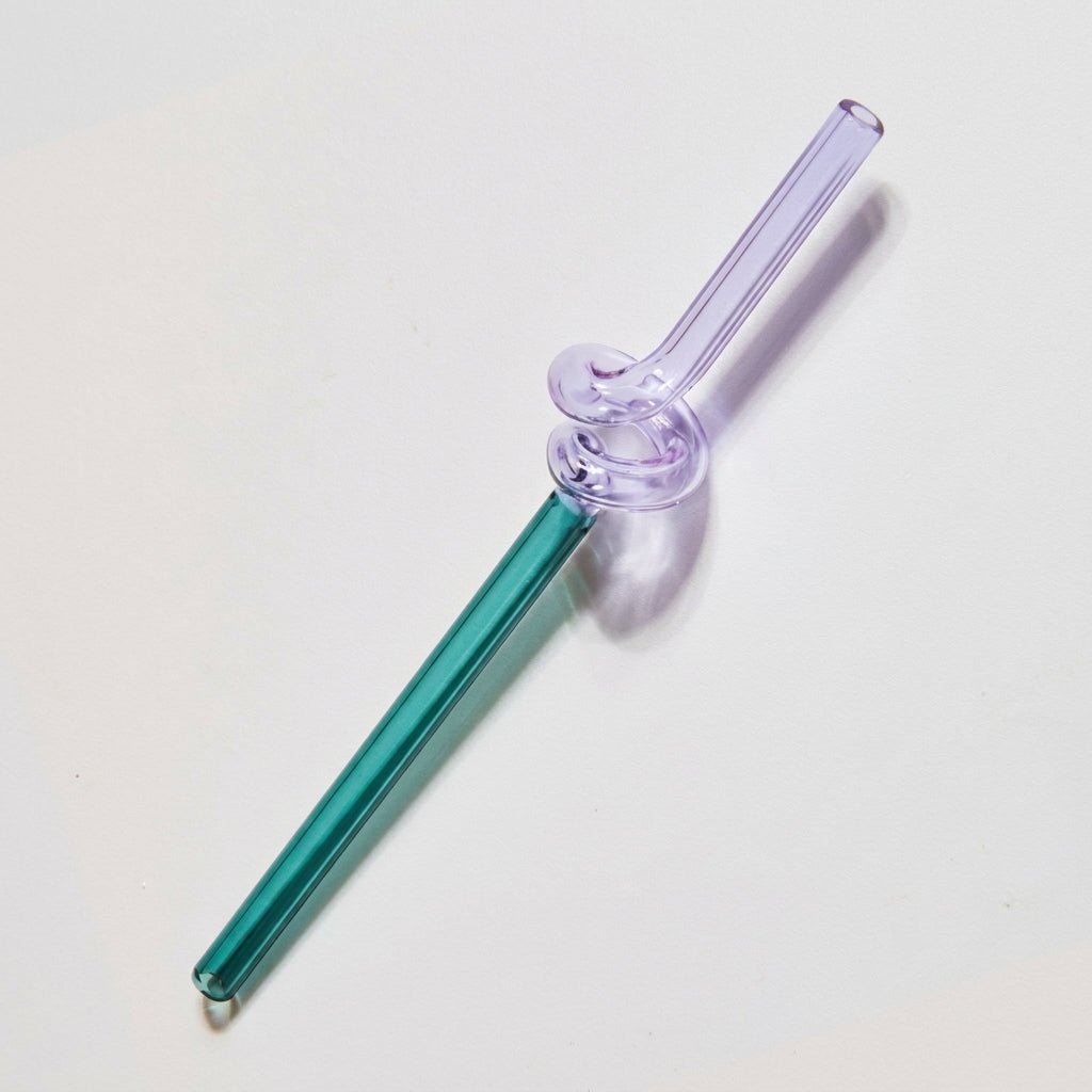 Reusable Twisted Glass Straw - Glass Straw - Blue - Orange - Oaksoho