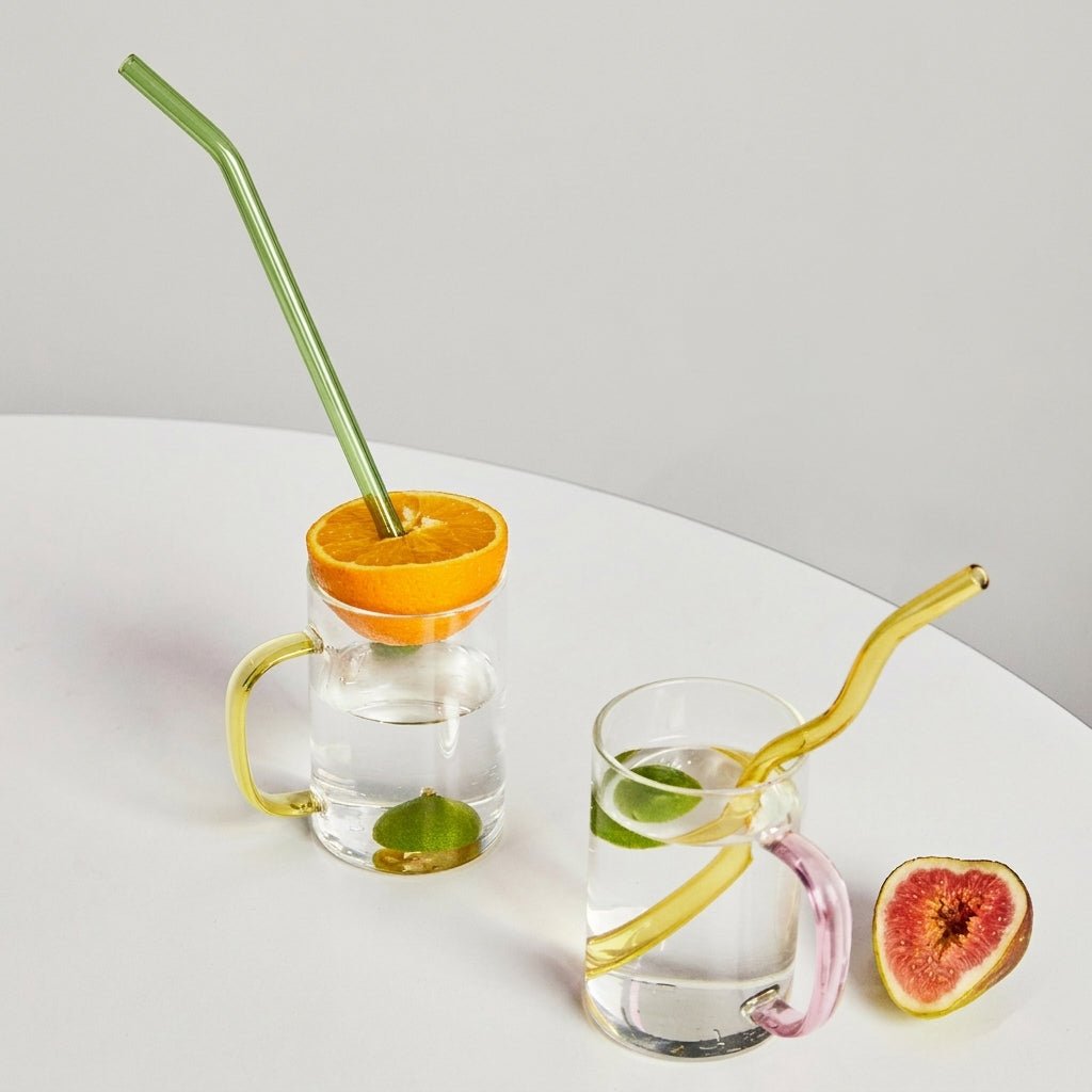 Reusable Twisted Glass Straw - Glass Straw - Lilac - Turquoise - Oaksoho