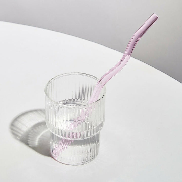 Reusable Twisted Glass Straw - Glass Straw - Pink - Oaksoho