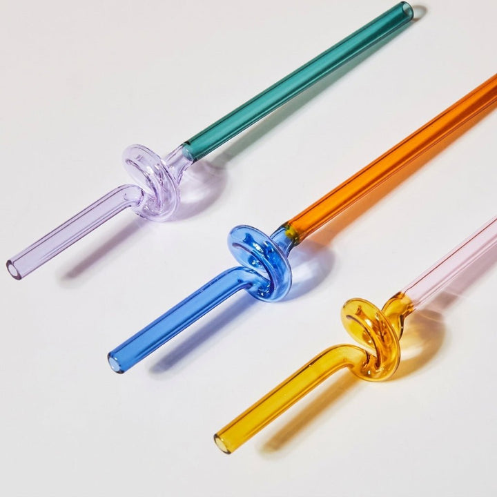 Reusable Twisted Glass Straw - Glass Straw - Lilac - Turquoise - Oaksoho