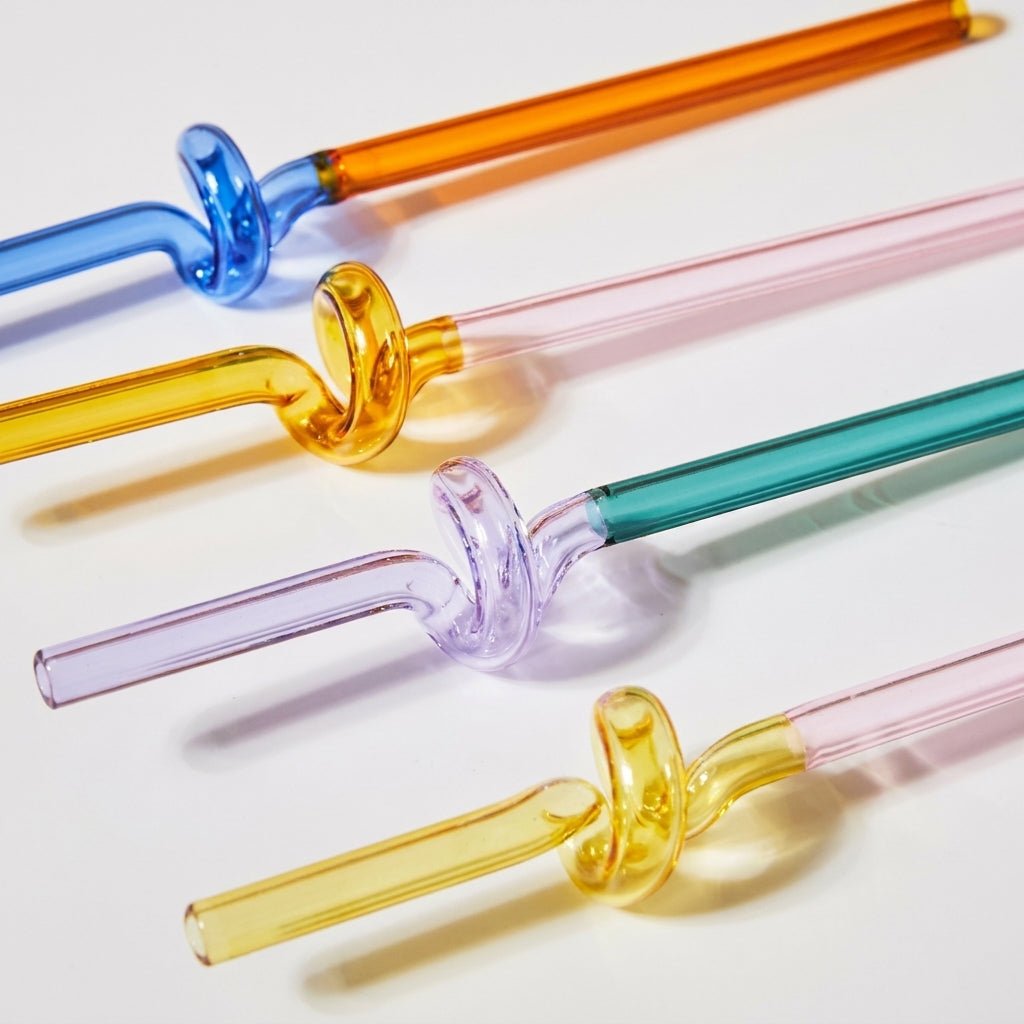 Reusable Twisted Glass Straw - Glass Straw - Lilac - Turquoise - Oaksoho