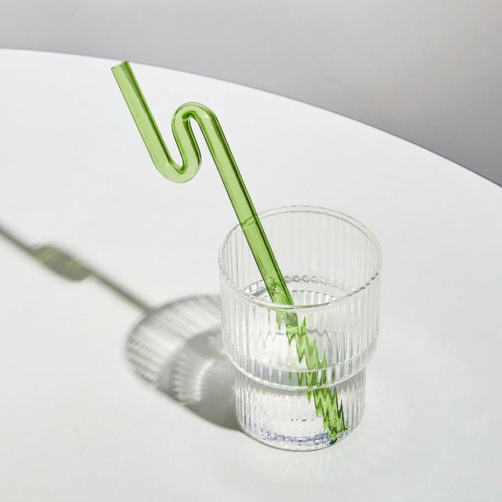Reusable Twisted Glass Straw - Glass Straw - Green - Oaksoho