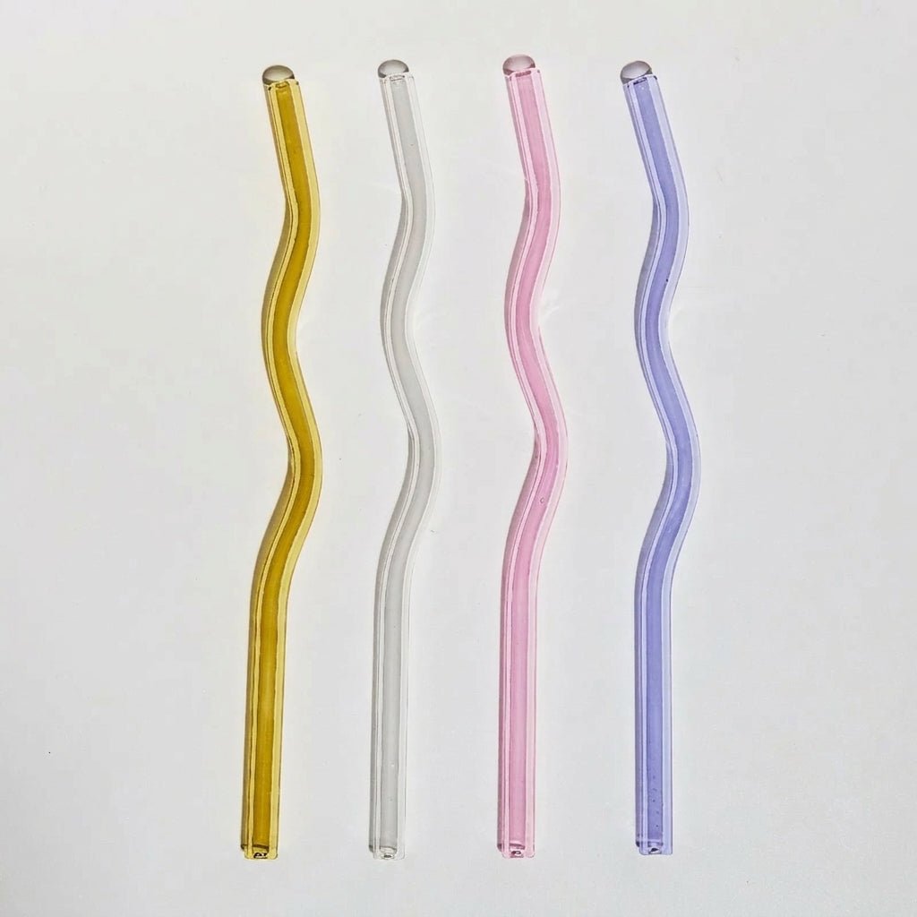 Reusable Twisted Glass Straw - Glass Straw - Lilac - Turquoise - Oaksoho