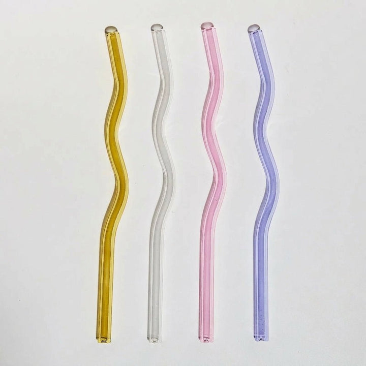 Reusable Twisted Glass Straw - Glass Straw - Lilac - Turquoise - Oaksoho