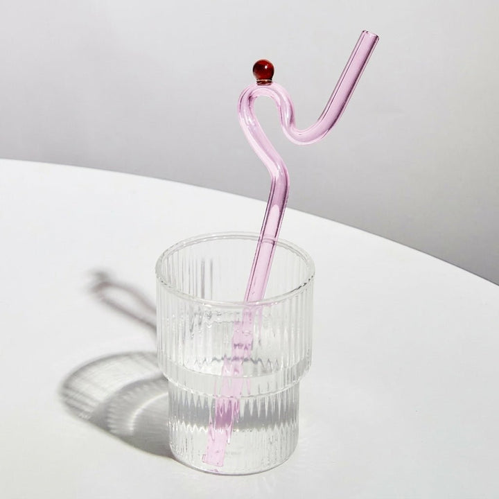 Reusable Twisted Glass Straw - Glass Straw - Pink - Oaksoho