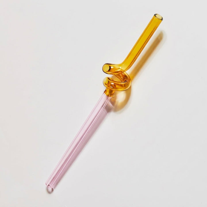 Reusable Twisted Glass Straw - Glass Straw - Orange - Pink - Oaksoho