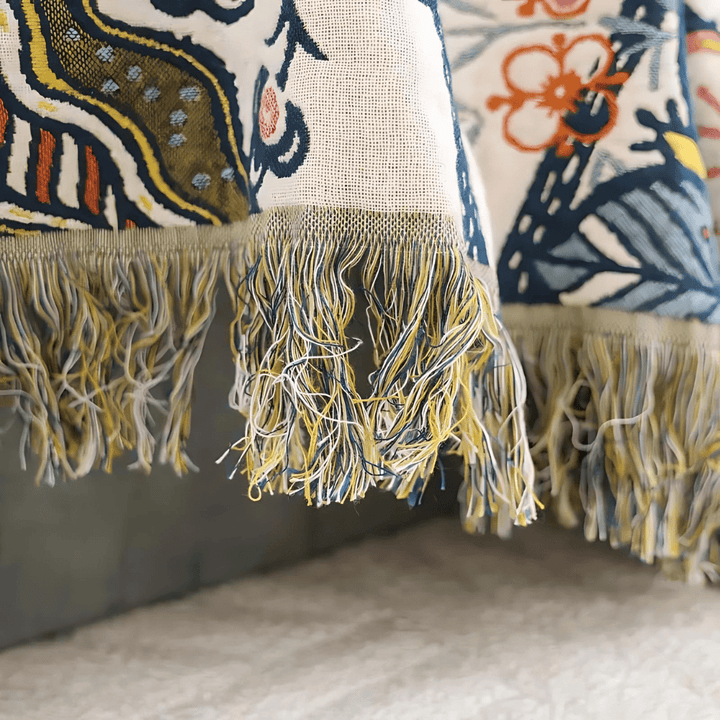 Reversible Blanket with Floral Pattern and Fringes - Blanket - 150.01 × 200 cm - Oaksoho