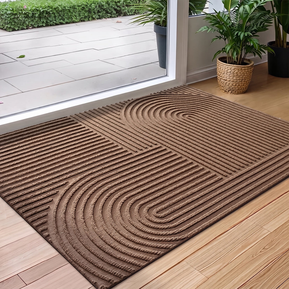 Ribbed Textured Non-Slip Backing Entrance Doormat - Door Mats - Brown - Oak Soho
