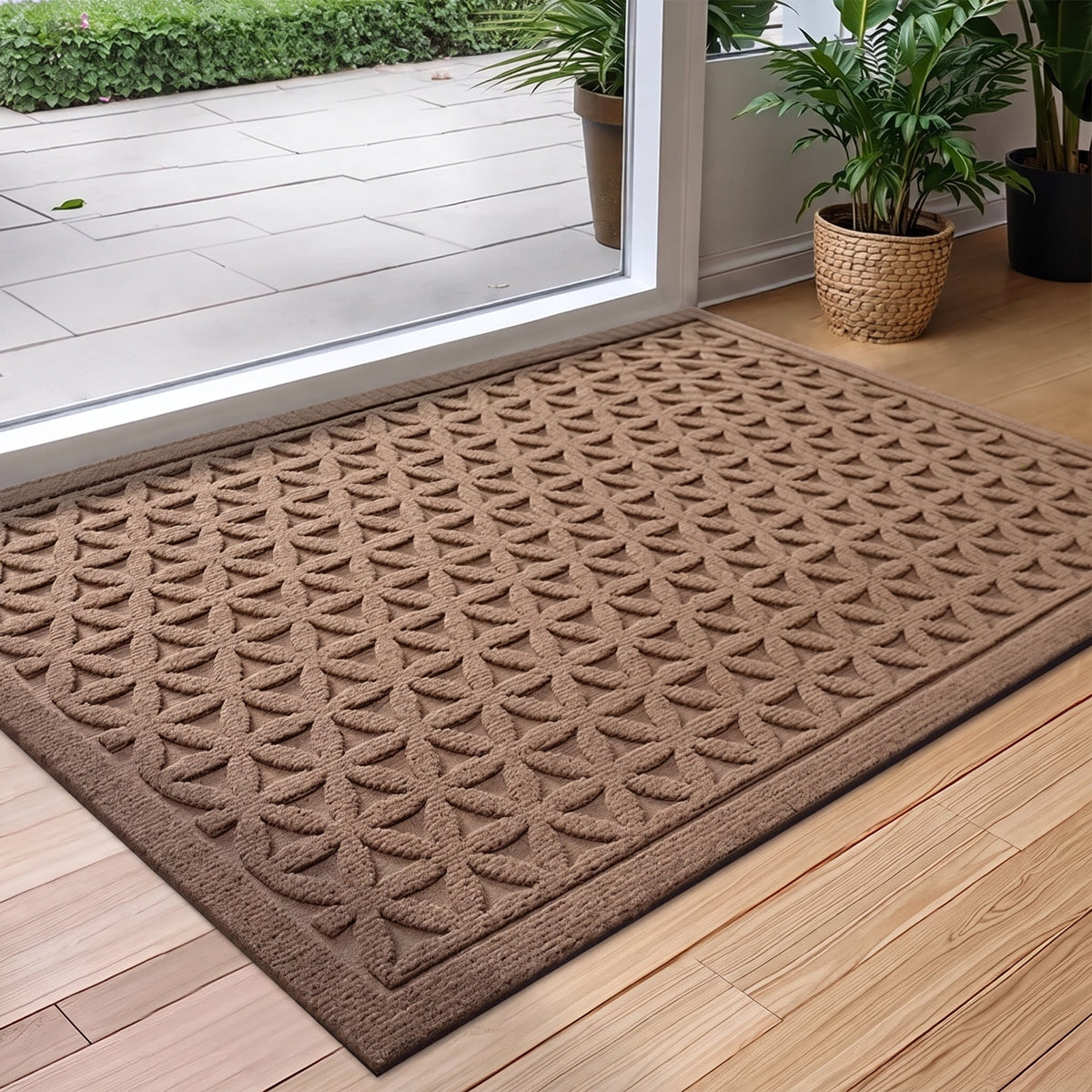 Ribbed Textured Non-Slip Backing Entrance Doormat - Door Mats - Brown - Oak Soho