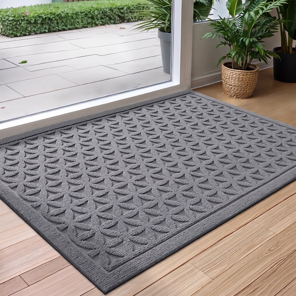 Ribbed Textured Non-Slip Backing Entrance Doormat - Door Mats - Grey - Oak Soho