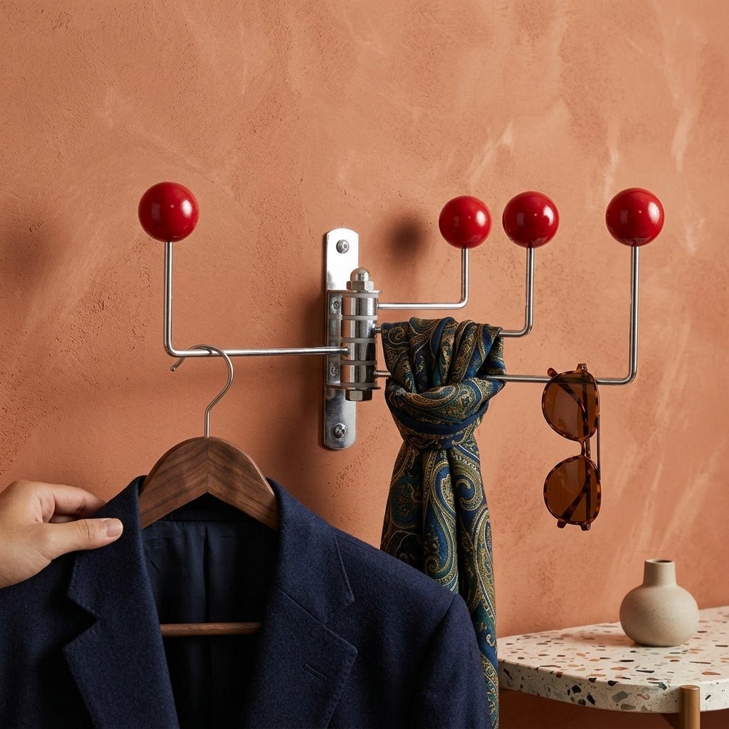 Rotatable Wall Hook with Ball Tips - Wall Hook - Red - Oaksoho
