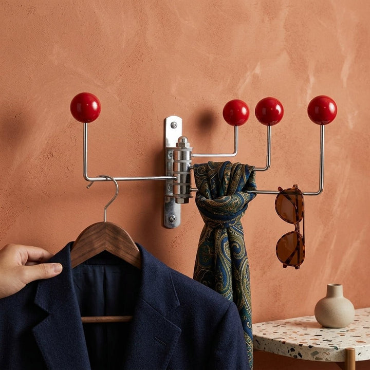 Rotatable Wall Hook with Ball Tips - Wall Hook - Red - Oaksoho