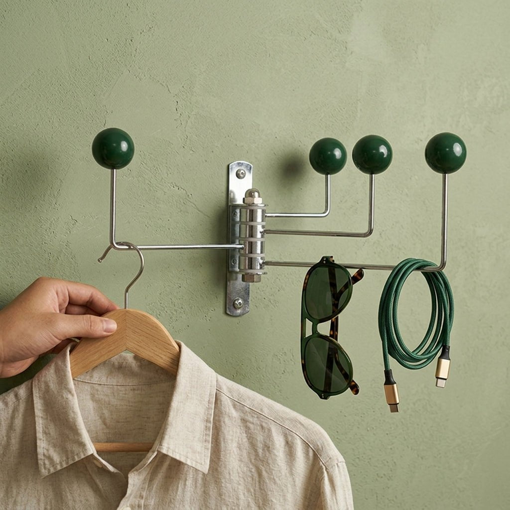 Rotatable Wall Hook with Ball Tips - Wall Hook - Dark Green - Oaksoho