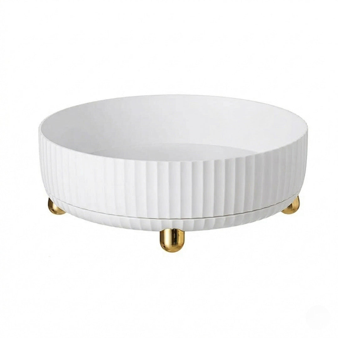 Rotating Organiser Tray with Ribbed Design - Storage & Organizers - White - Oaksoho
