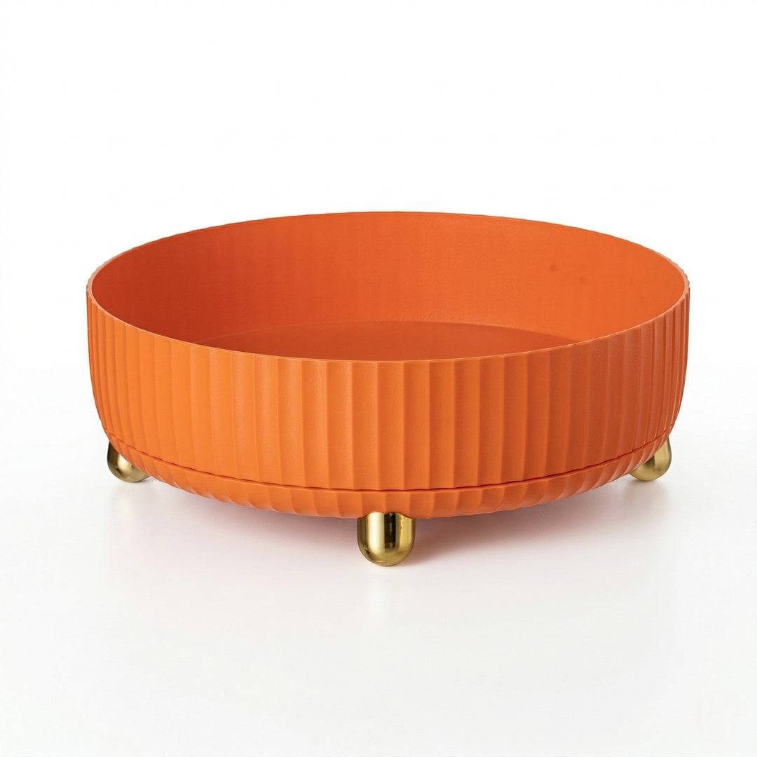 Rotating Organiser Tray with Ribbed Design - Storage & Organizers - Orange - Oaksoho