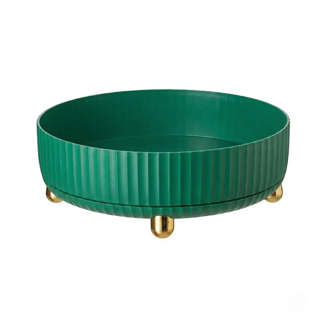 Rotating Organiser Tray with Ribbed Design - Storage & Organizers - Green - Oaksoho