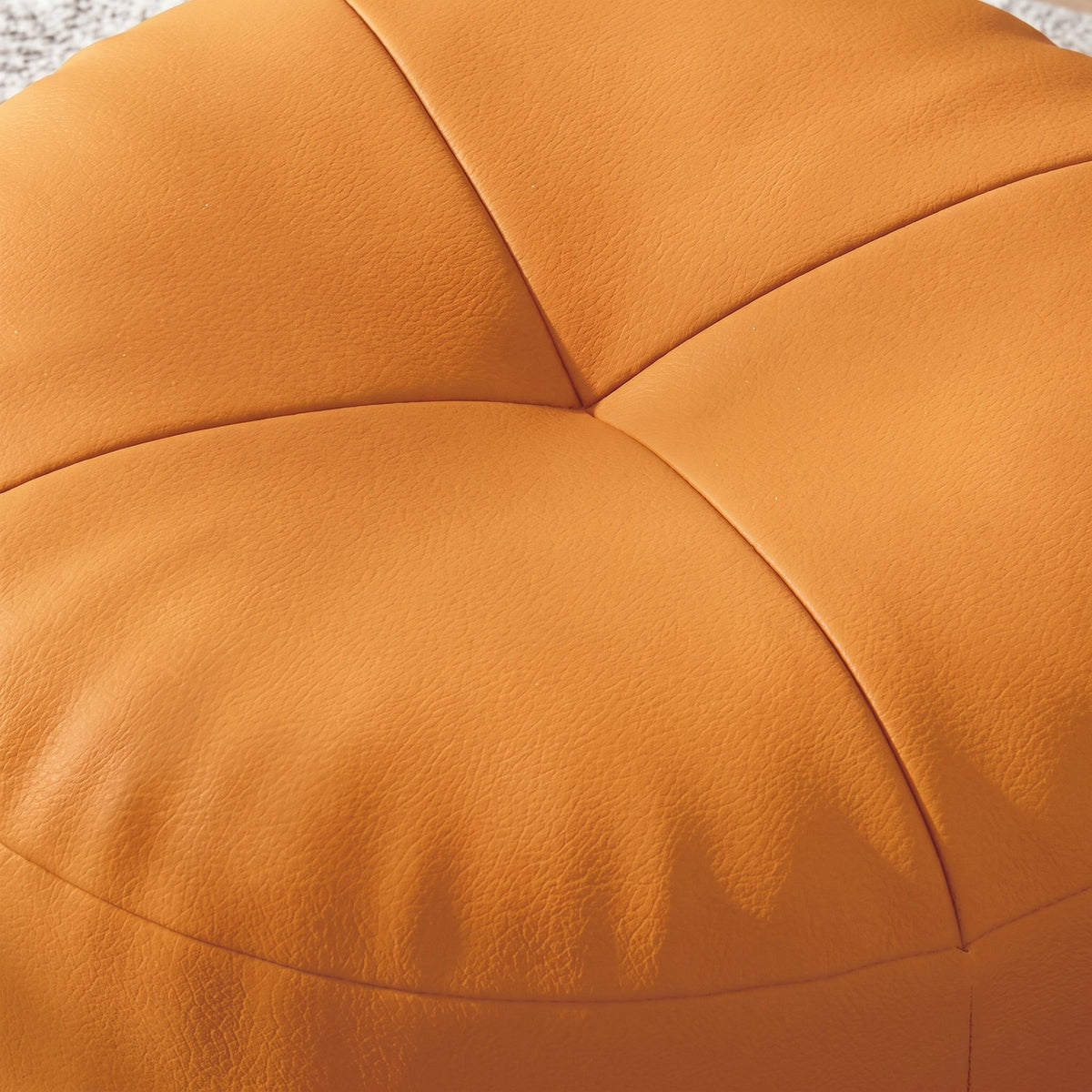 Round Floor Cushion with Segmented Panel Design - Ottomans - Orange - Oak Soho
