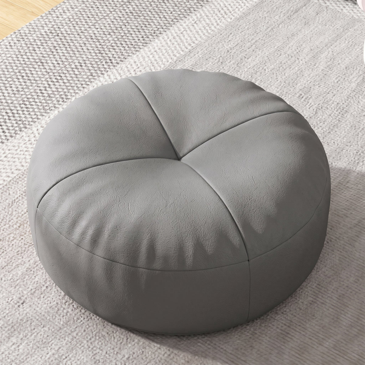 Round Floor Cushion with Segmented Panel Design - Ottomans - Dark Grey - Oak Soho