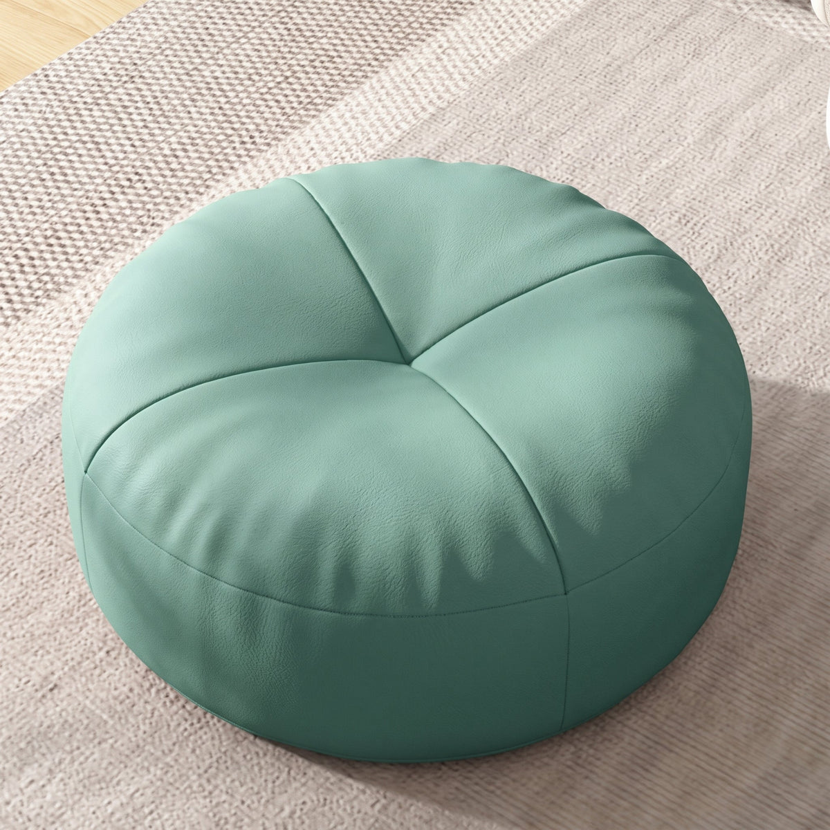 Round Floor Cushion with Segmented Panel Design - Ottomans - Green - Oak Soho