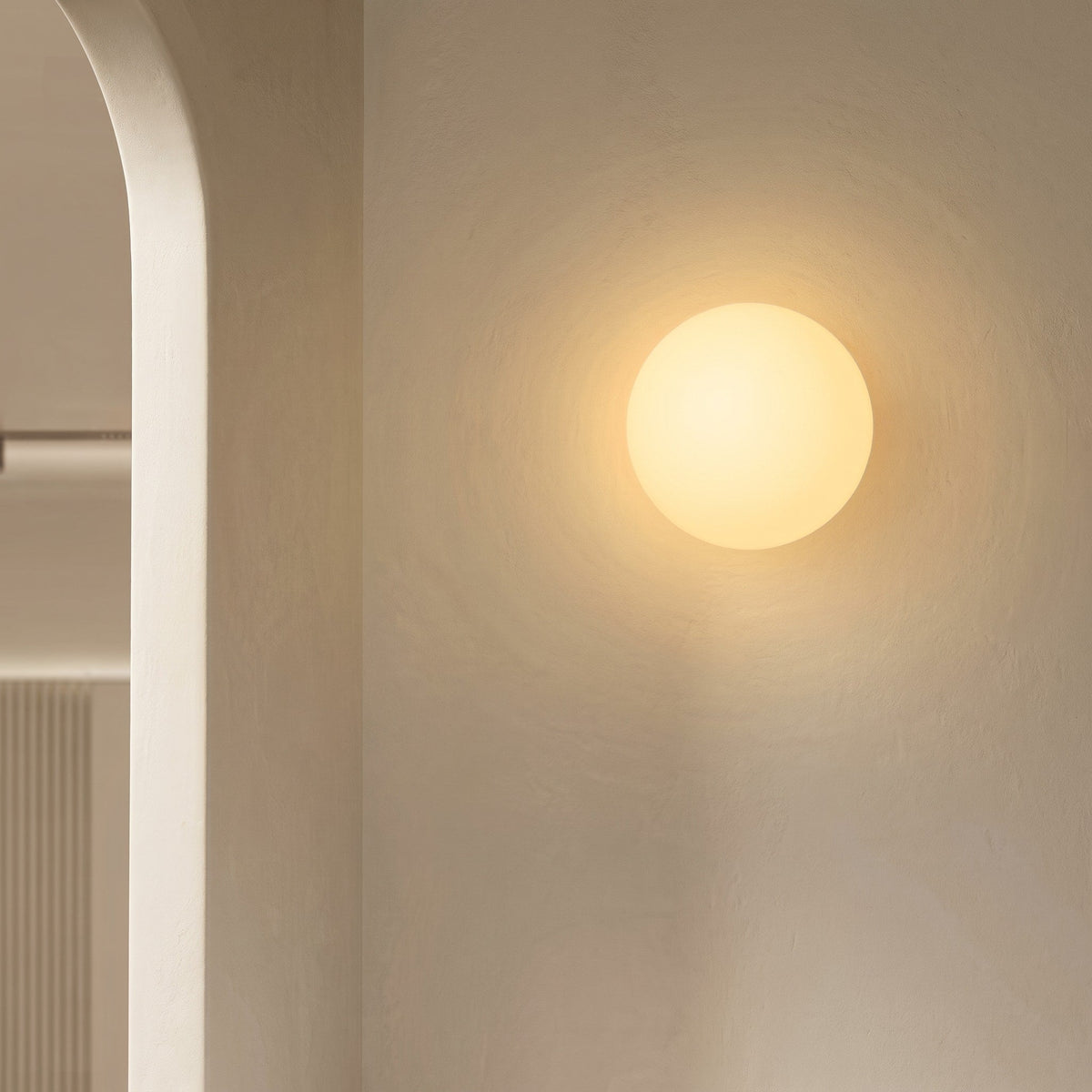Round Globe Wall Light White Frosted Shade - Wall Light Fixtures - White - Oaksoho