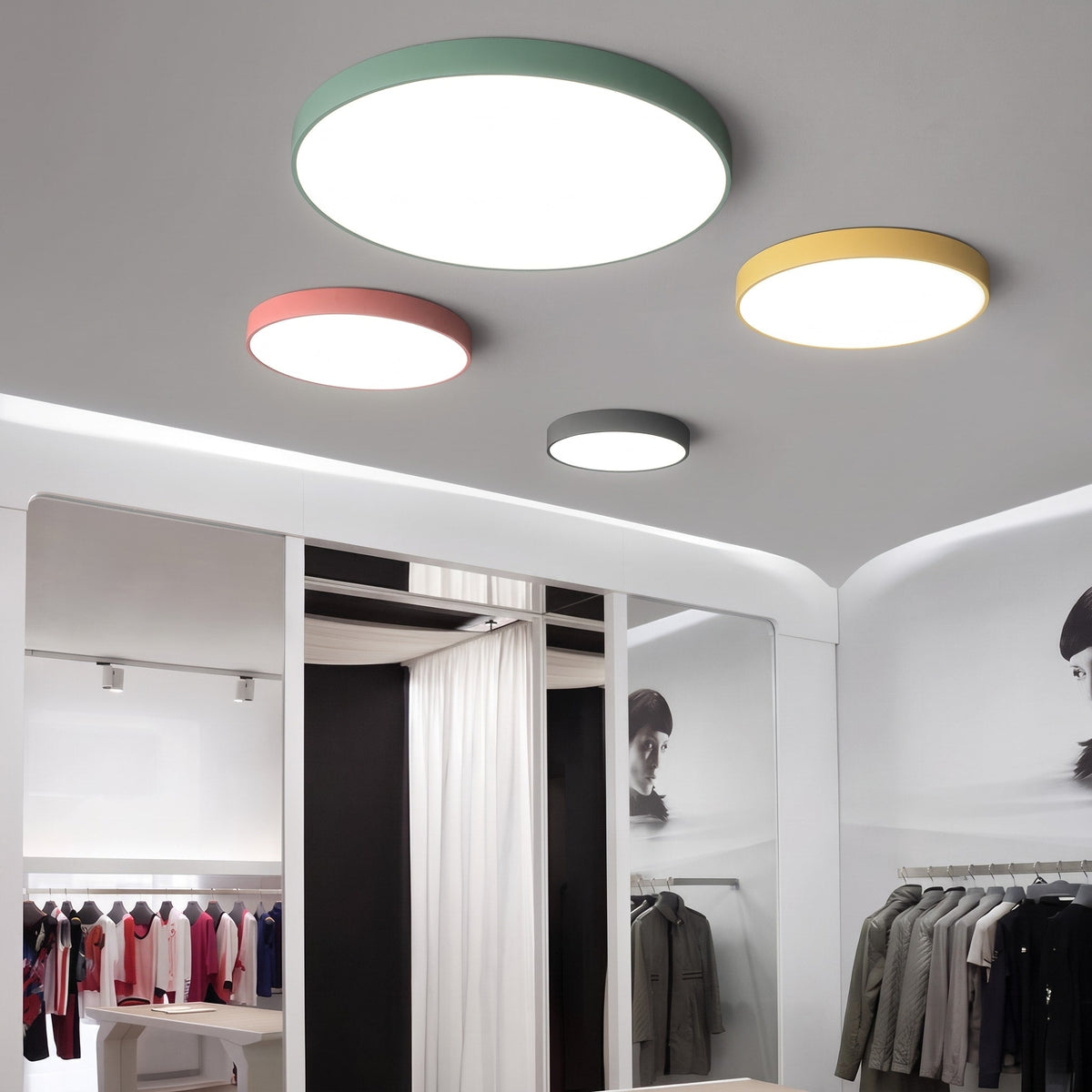 Round LED Flush Mount Ceiling Light with Slim Profile - Ceiling Light Fixtures - Pink - Oak Soho