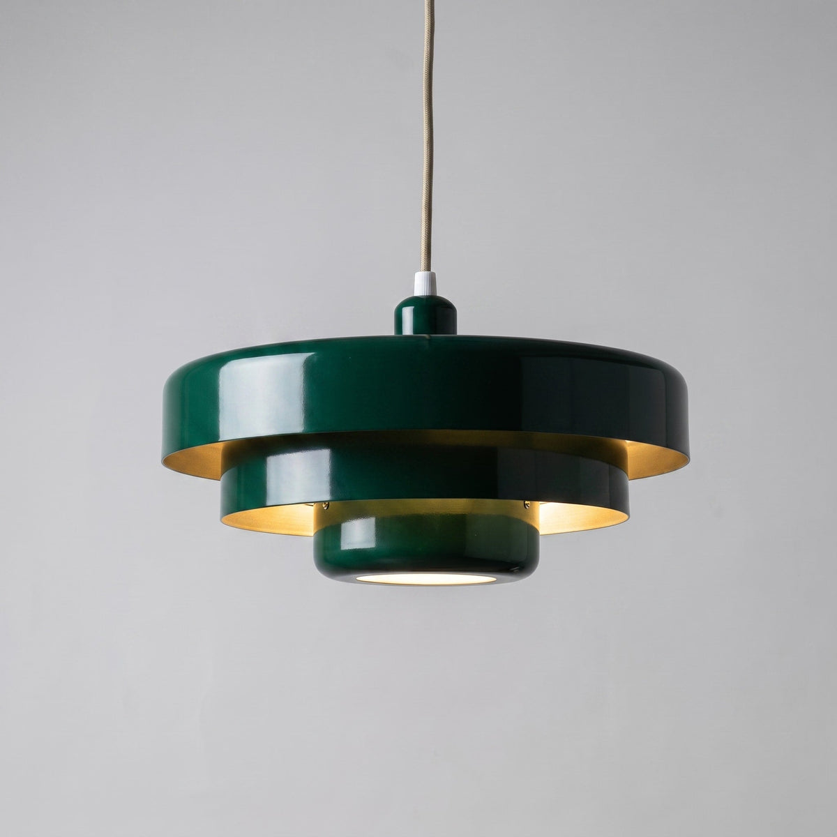 Round Metal Pendant Light Retro Layered Ceiling Lamp - Pendant Light Fixtures - Green - Oaksoho