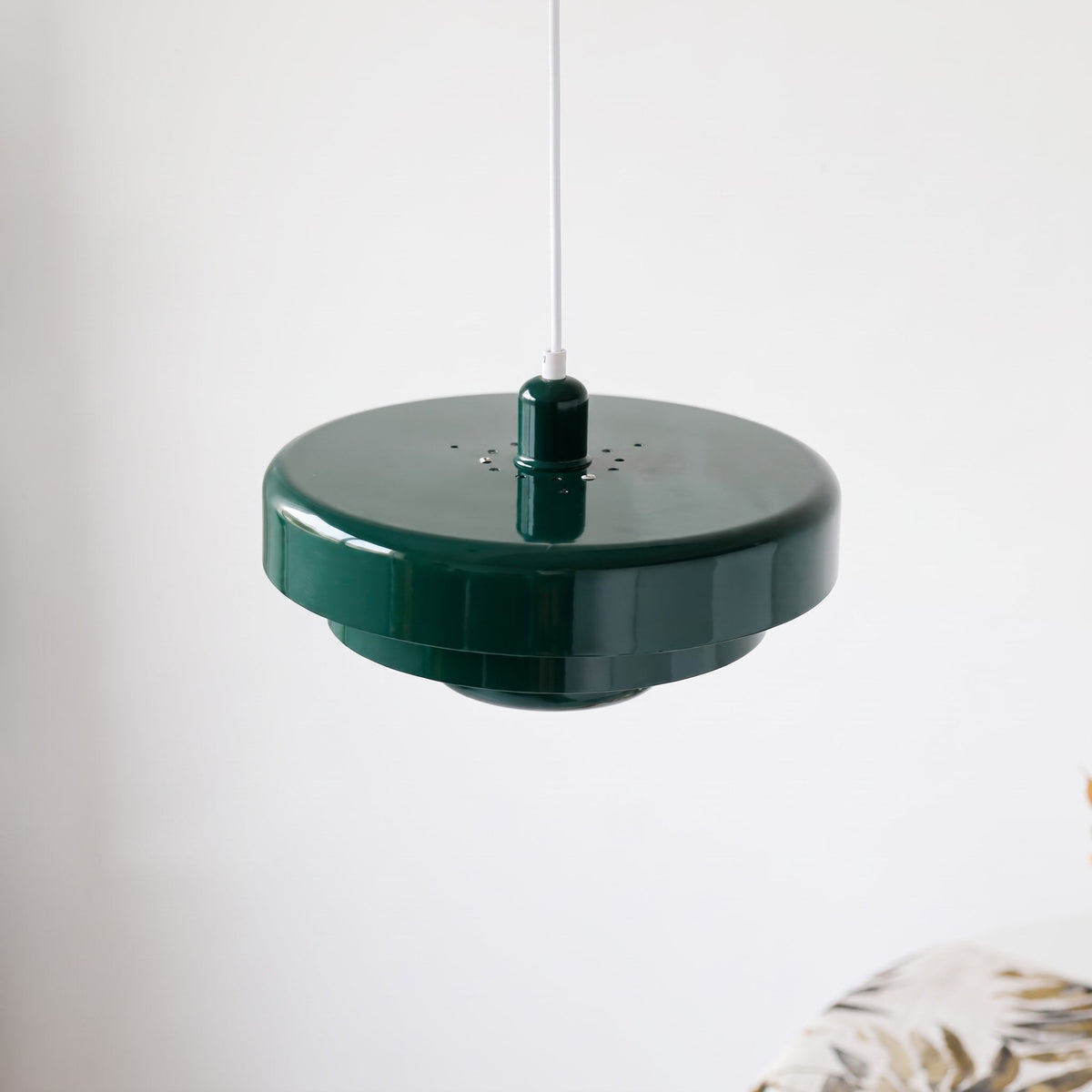 Round Metal Pendant Light Retro Layered Ceiling Lamp - Pendant Light Fixtures - Green - Oaksoho