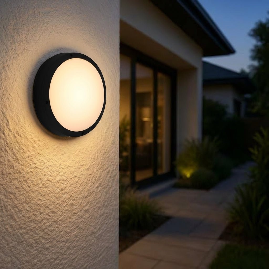 Round Outdoor Wall Light with Segment Grid Design - Wandleuchte - Ring - Round - Oaksoho