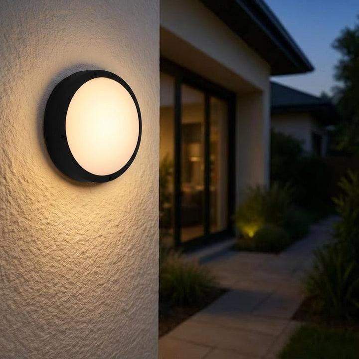 Round Outdoor Wall Light with Segment Grid Design - Wandleuchte - Ring - Round - Oaksoho