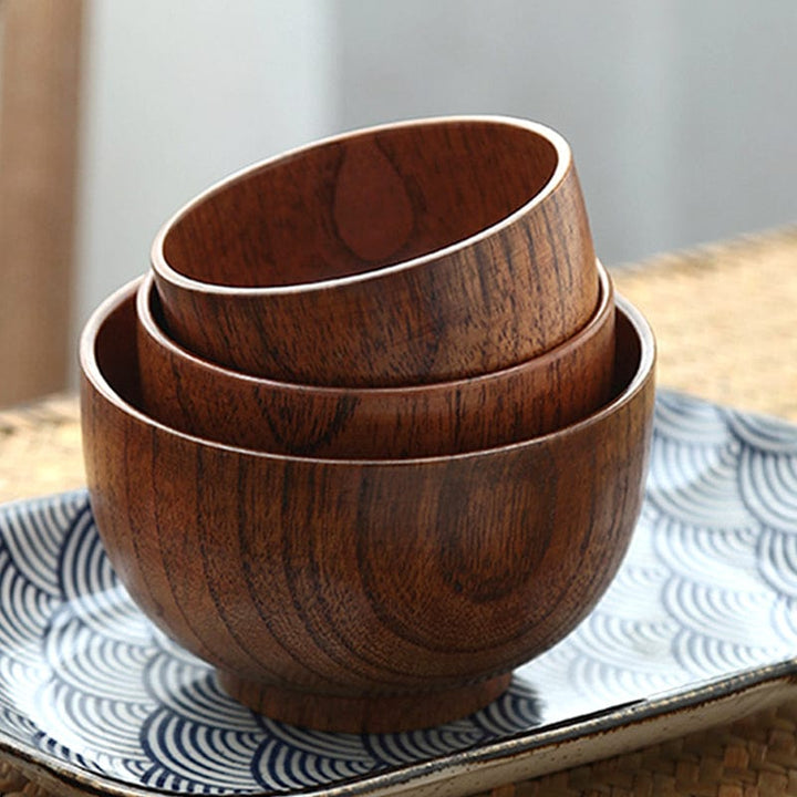 Round Wooden Bowl with Stand Base - Tableware - 9.5x6.5 cm - Oaksoho