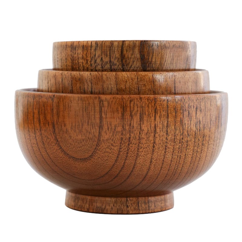 Round Wooden Bowl with Stand Base - Tableware - 9.5x6.5 cm - Oaksoho