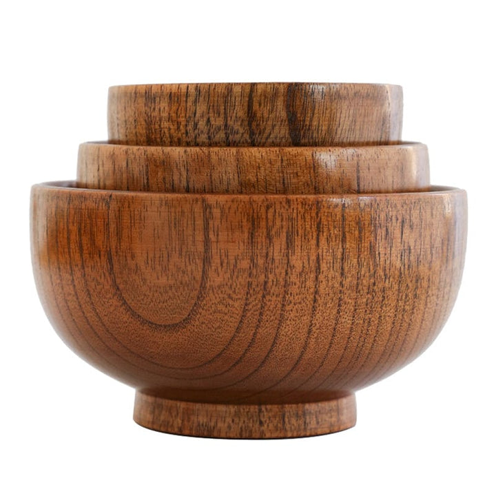 Round Wooden Bowl with Stand Base - Tableware - 9.5x6.5 cm - Oaksoho