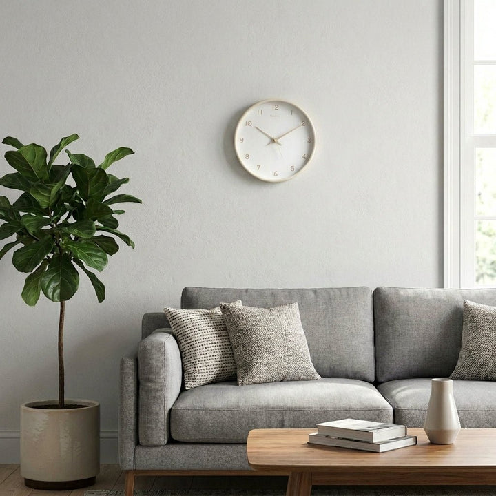 Samuel – Silent Analogue Wall Clock Made of Solid Wood - Wanduhr - Cream - Oaksoho