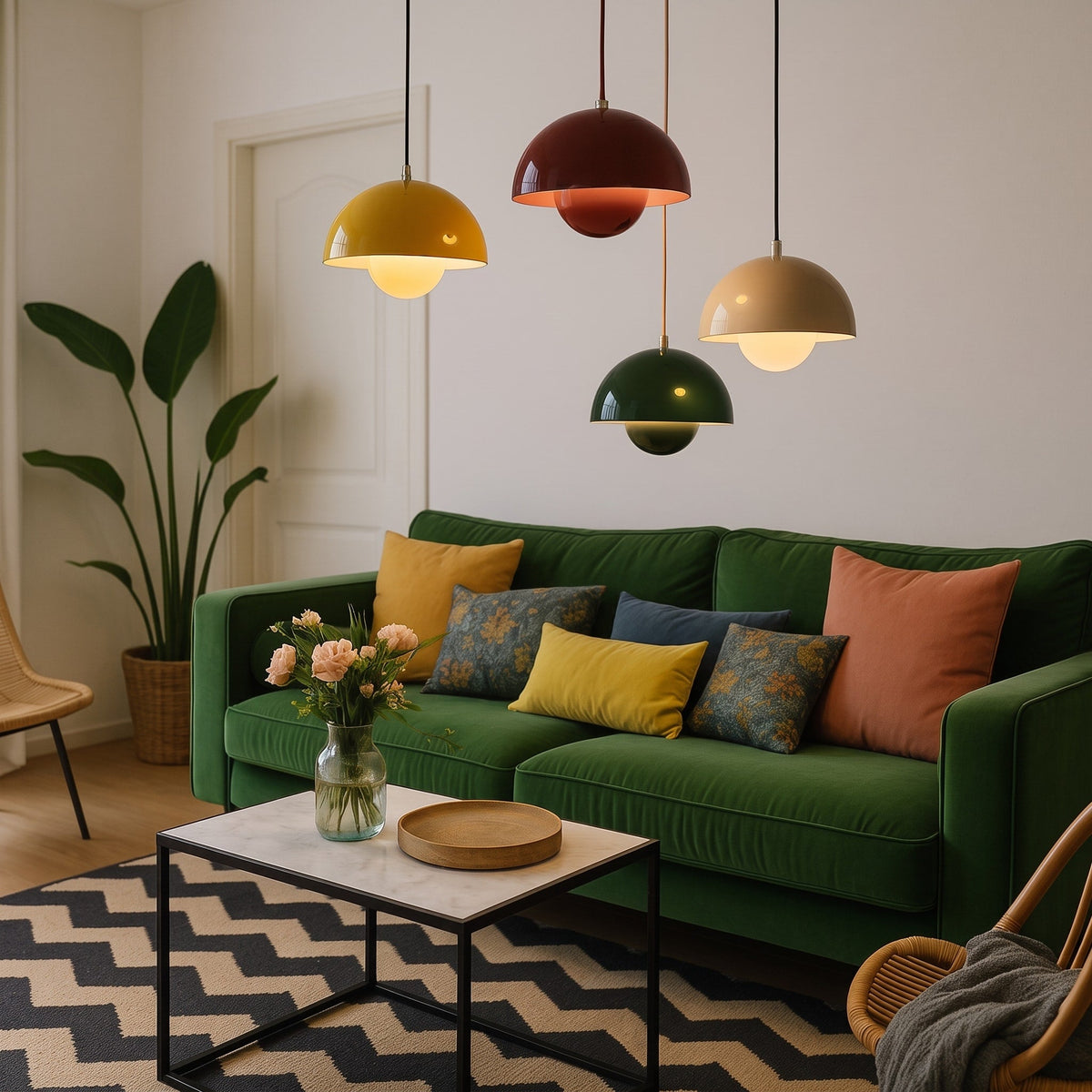 Scandinavian Retro Dome Pendant Light - Pendant Light Fixtures - Pink - Oak Soho