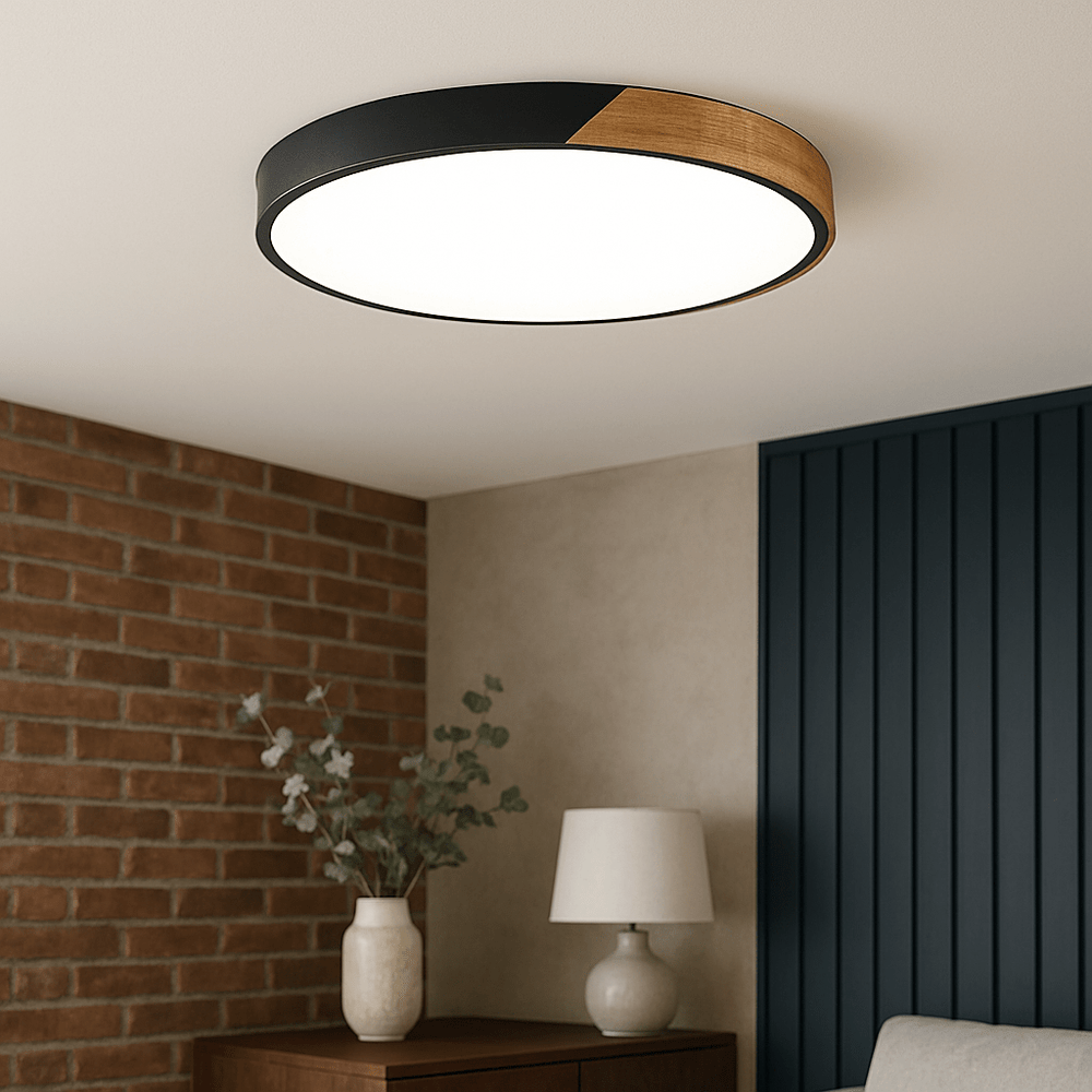 Scandinavian Wooden Ceiling Lamp – Modern Minimalist LED Design - Deckenlampen - Black - Oaksoho