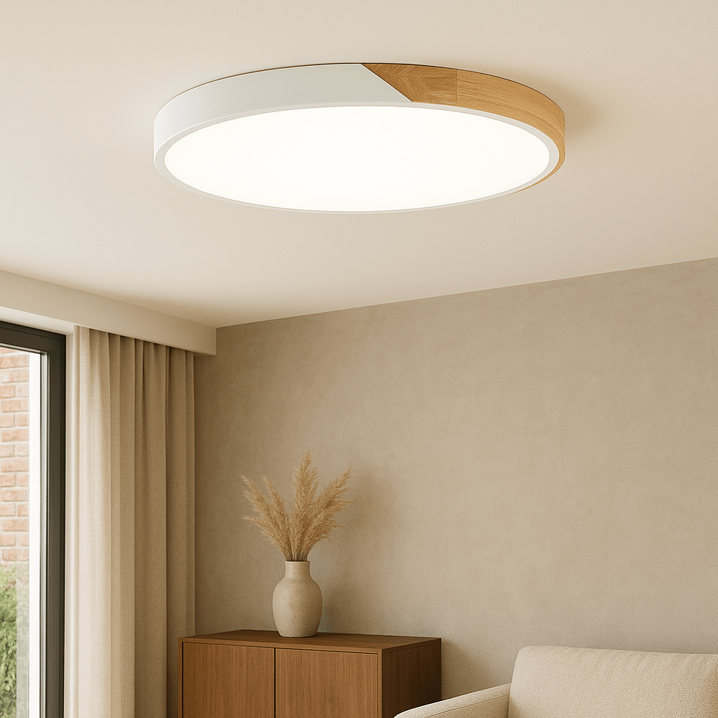 Scandinavian Wooden Ceiling Lamp – Modern Minimalist LED Design - Deckenlampen - White - Oaksoho