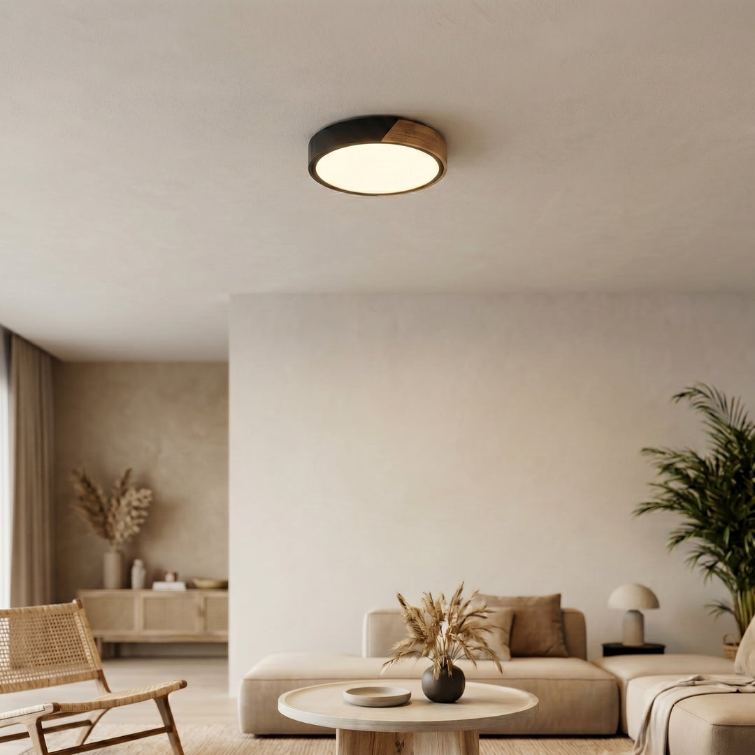 Scandinavian Wooden Ceiling Lamp – Modern Minimalist LED Design - Deckenlampen - Black - Oaksoho