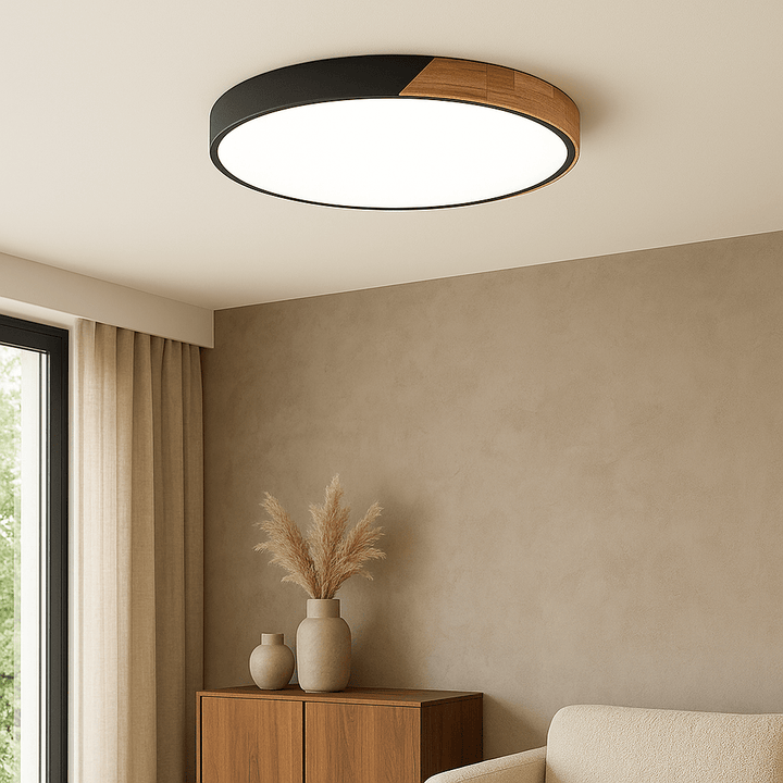 Scandinavian Wooden Ceiling Lamp – Modern Minimalist LED Design - Deckenlampen - Black - Oaksoho