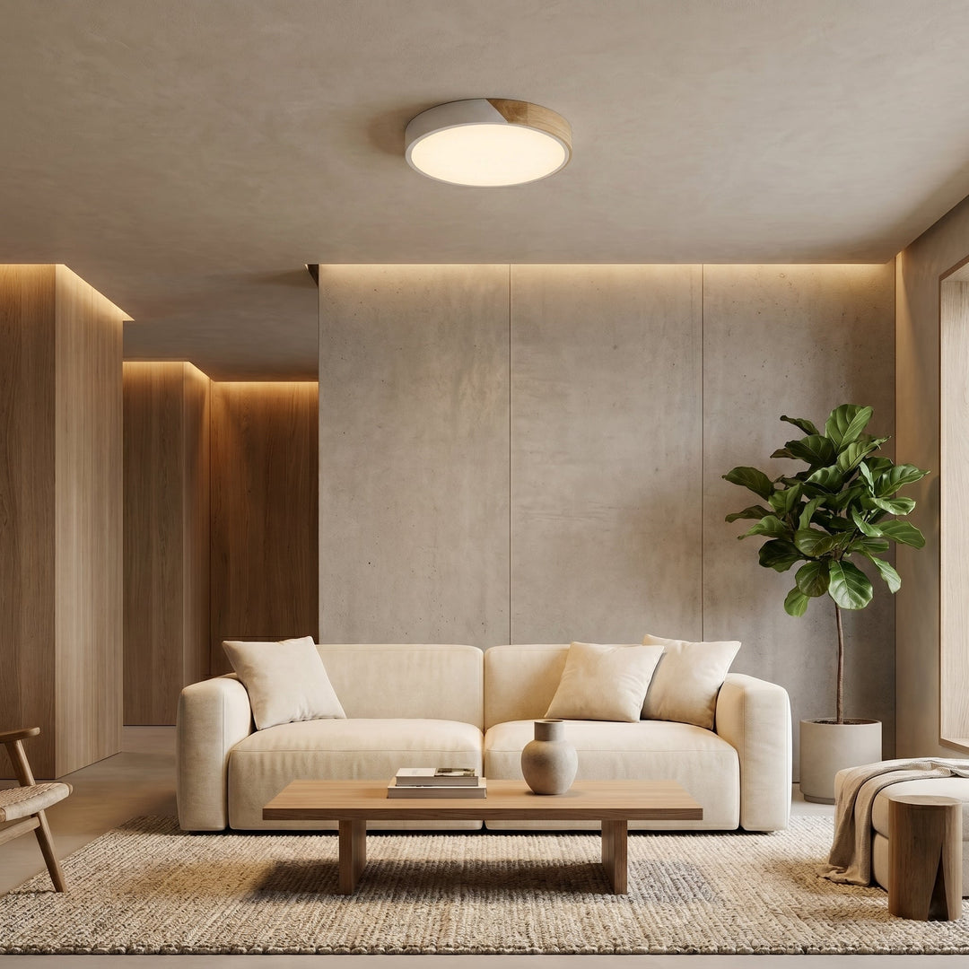 Scandinavian Wooden Ceiling Lamp – Modern Minimalist LED Design - Deckenlampen - White - Oaksoho