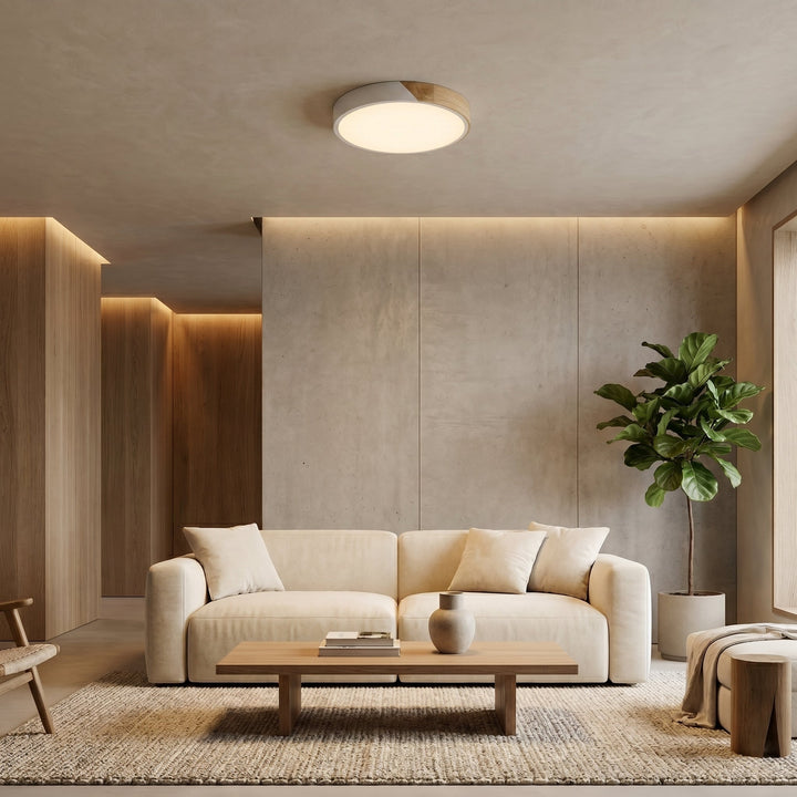 Scandinavian Wooden Ceiling Lamp – Modern Minimalist LED Design - Deckenlampen - White - Oaksoho