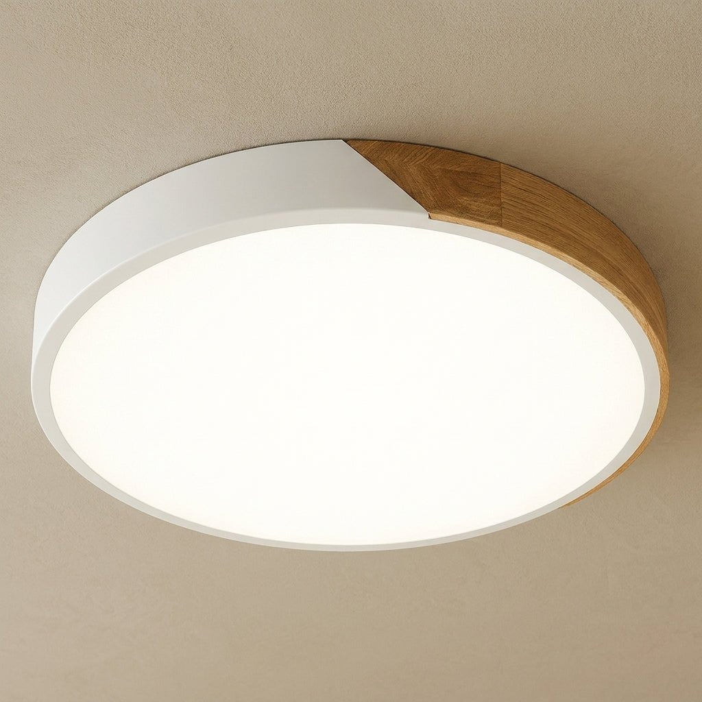 Scandinavian Wooden Ceiling Lamp – Modern Minimalist LED Design - Deckenlampen - White - Oaksoho