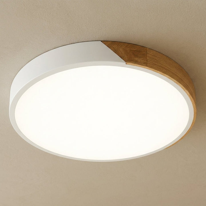 Scandinavian Wooden Ceiling Lamp – Modern Minimalist LED Design - Deckenlampen - White - Oaksoho
