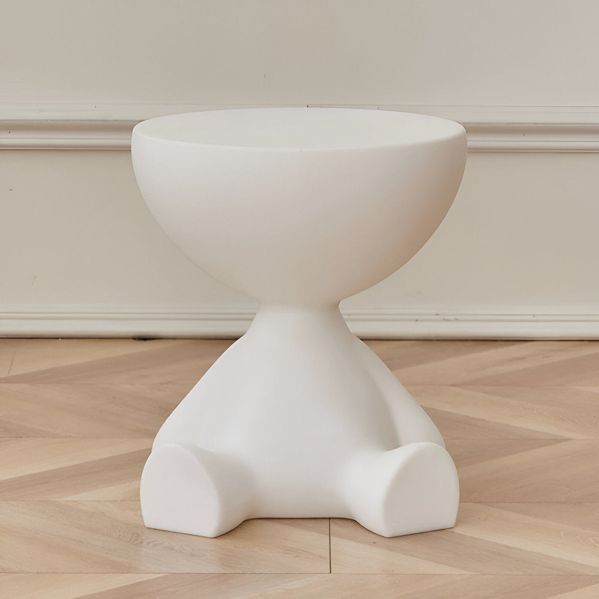 Sitting Figure Side Table Novelty Round Accent Table - End Tables - White - Oak Soho