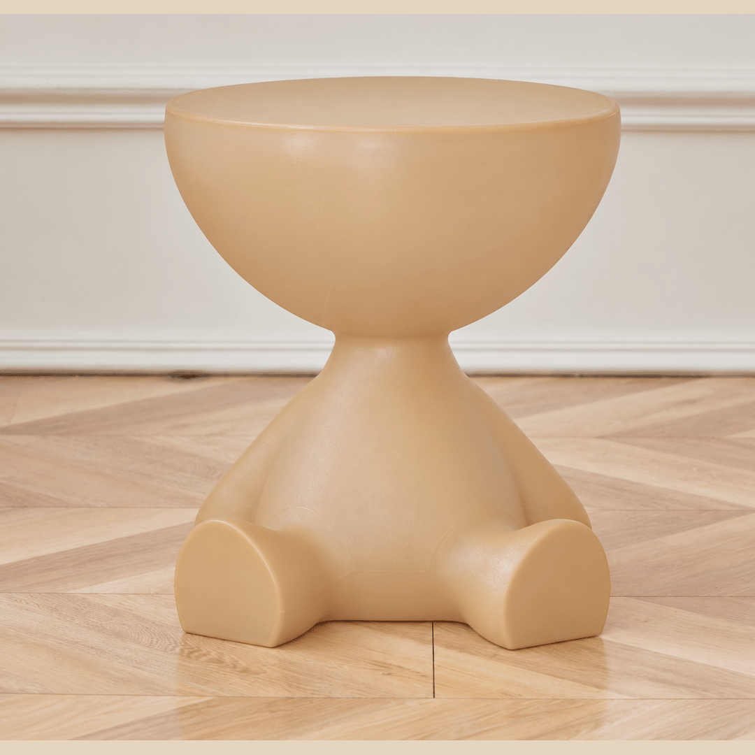Sitting Figure Side Table Novelty Round Accent Table - End Tables - Beige - Oak Soho