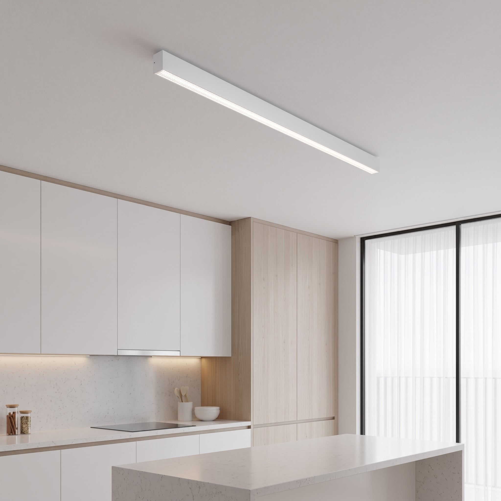 Slim LED Bar Ceiling Light Linear Panel Flat - Ceiling Light Fixtures - White - Oaksoho