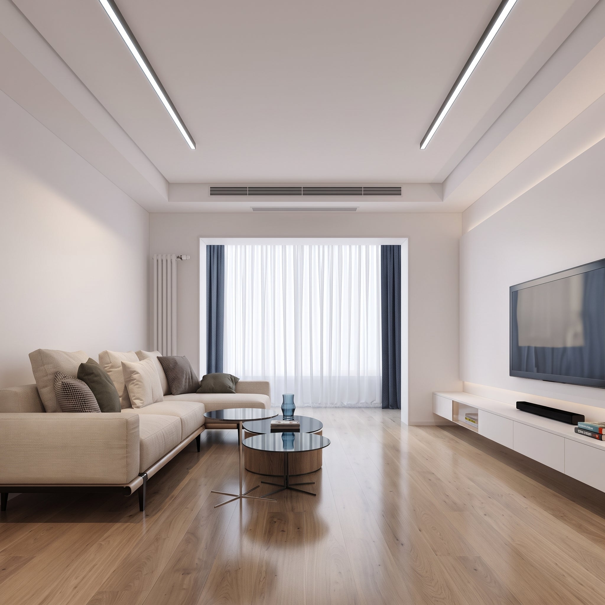 Slim LED Bar Ceiling Light Linear Panel Flat - Ceiling Light Fixtures - Black - Oaksoho