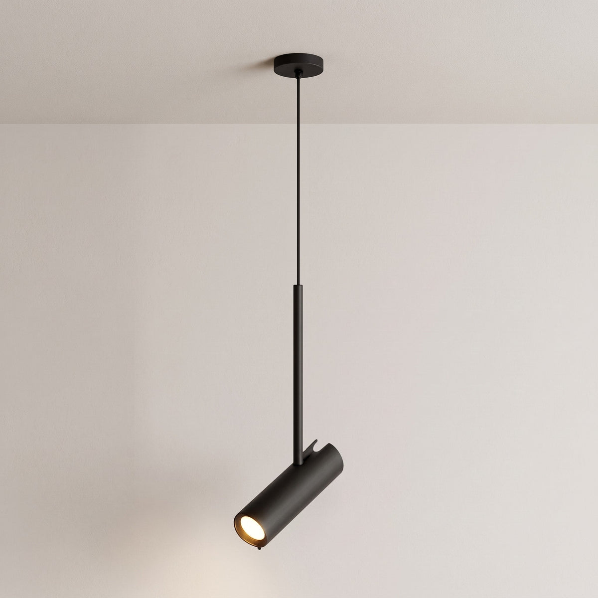Slim Pendant Ceiling Light with Adjustable Spotlight Head - Pendant Light Fixtures - Black - Oak Soho