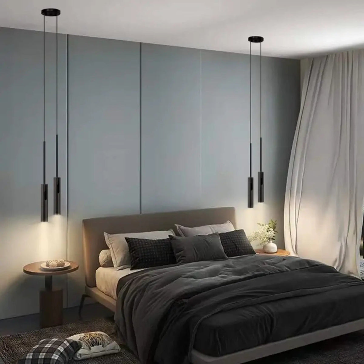 Slim Pendant Ceiling Light with Adjustable Spotlight Head - Pendant Light Fixtures - Black - Oak Soho