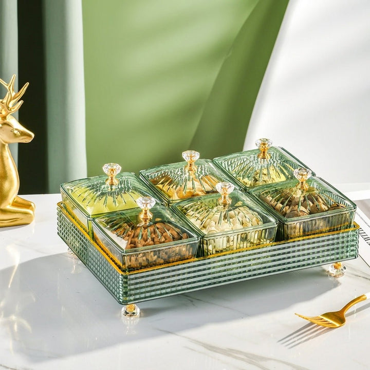 Snack Tray with Lid and Compartments - Organiser - Green - Oaksoho